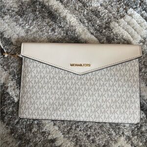 Michael Kors Cream and Signature Logo Envelope Wristlet